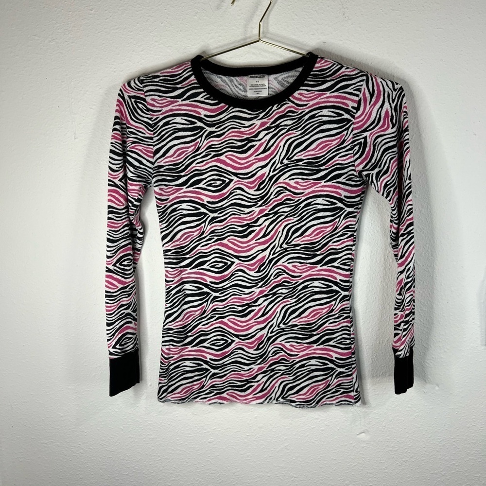 Joe Boxer Pink & Black Zebra Stripe Long Sleeve Thermal Shirt